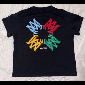 AMIRI Kids Black Tee with Colorful Graphic